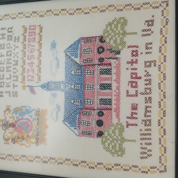 Vintage Cross-Stitch Sampler Glass Framed - Picture 11 of 13